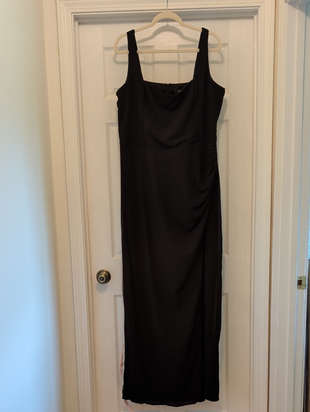 Lulu's Black Sleeveless Maxi Dress with Side Ruching